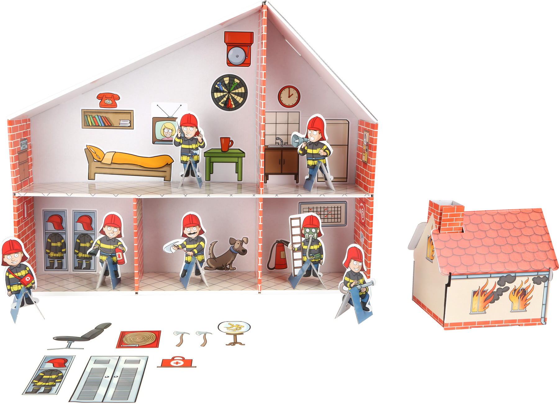 Maison de poupée en carton Pompiers Maison de poupée en carton Pompiers