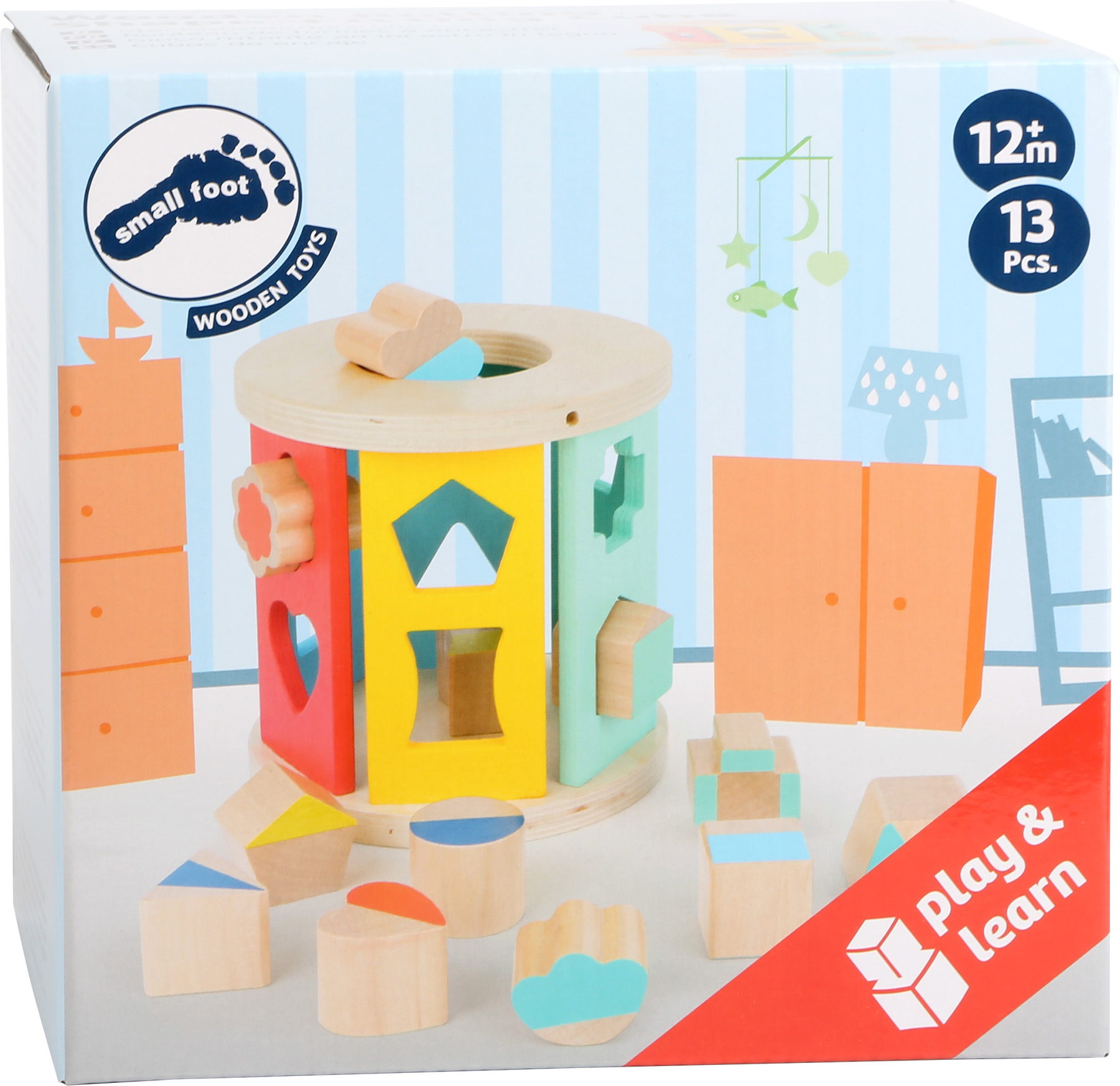 Cube à formes Rouleau en bois Cube à formes Rouleau en bois