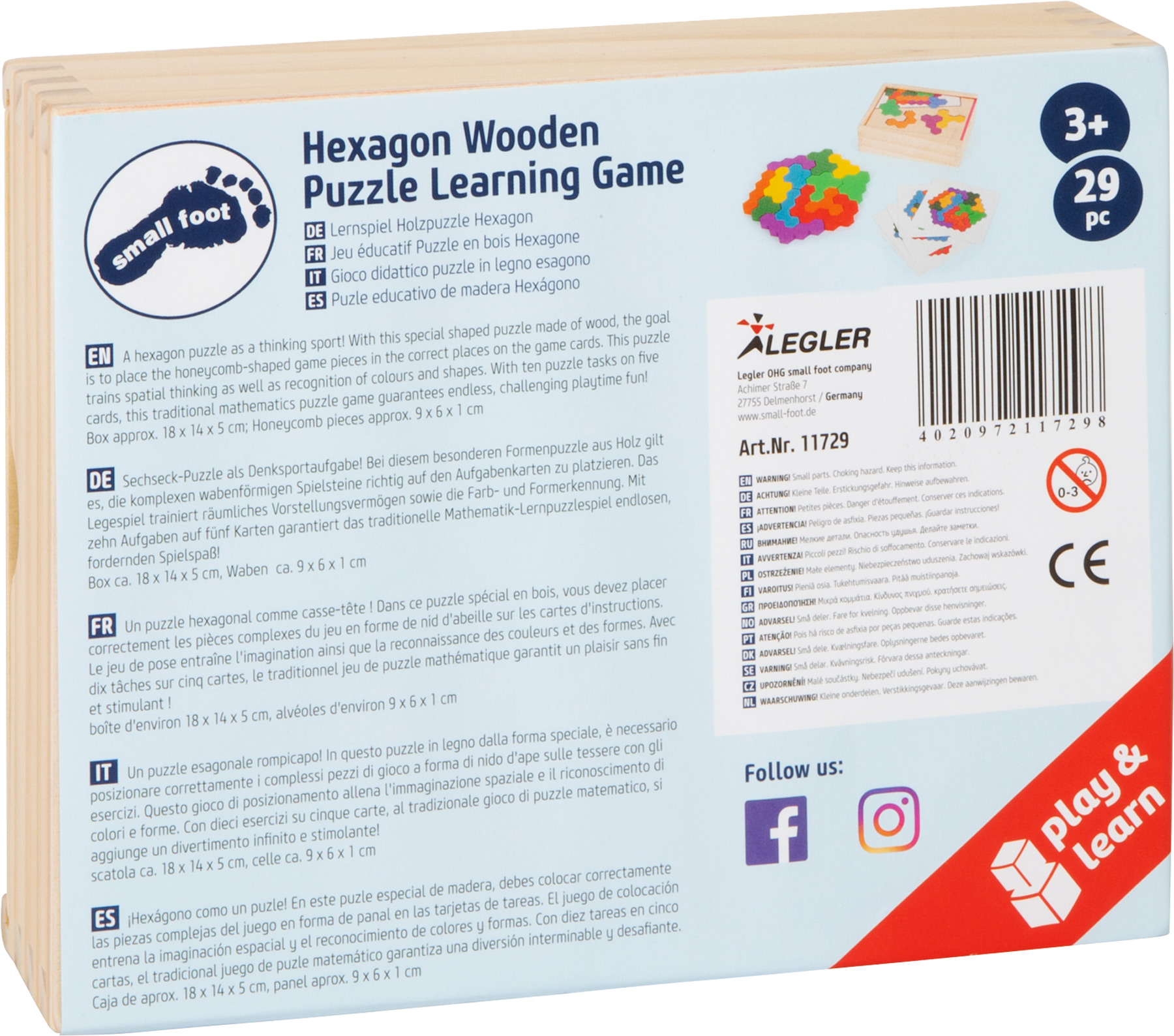 11729_legler_small_foot_Lernspiel_Holzpuzzle_Hexagon_Verpackung