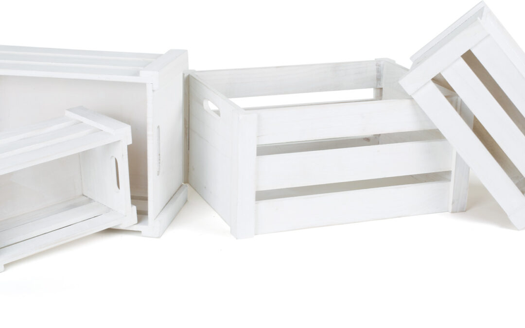 Caisse en bois, blanche